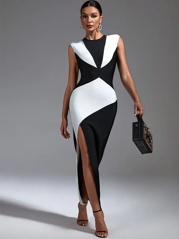 Sleek Split Maxi Bodycon Evening Dress