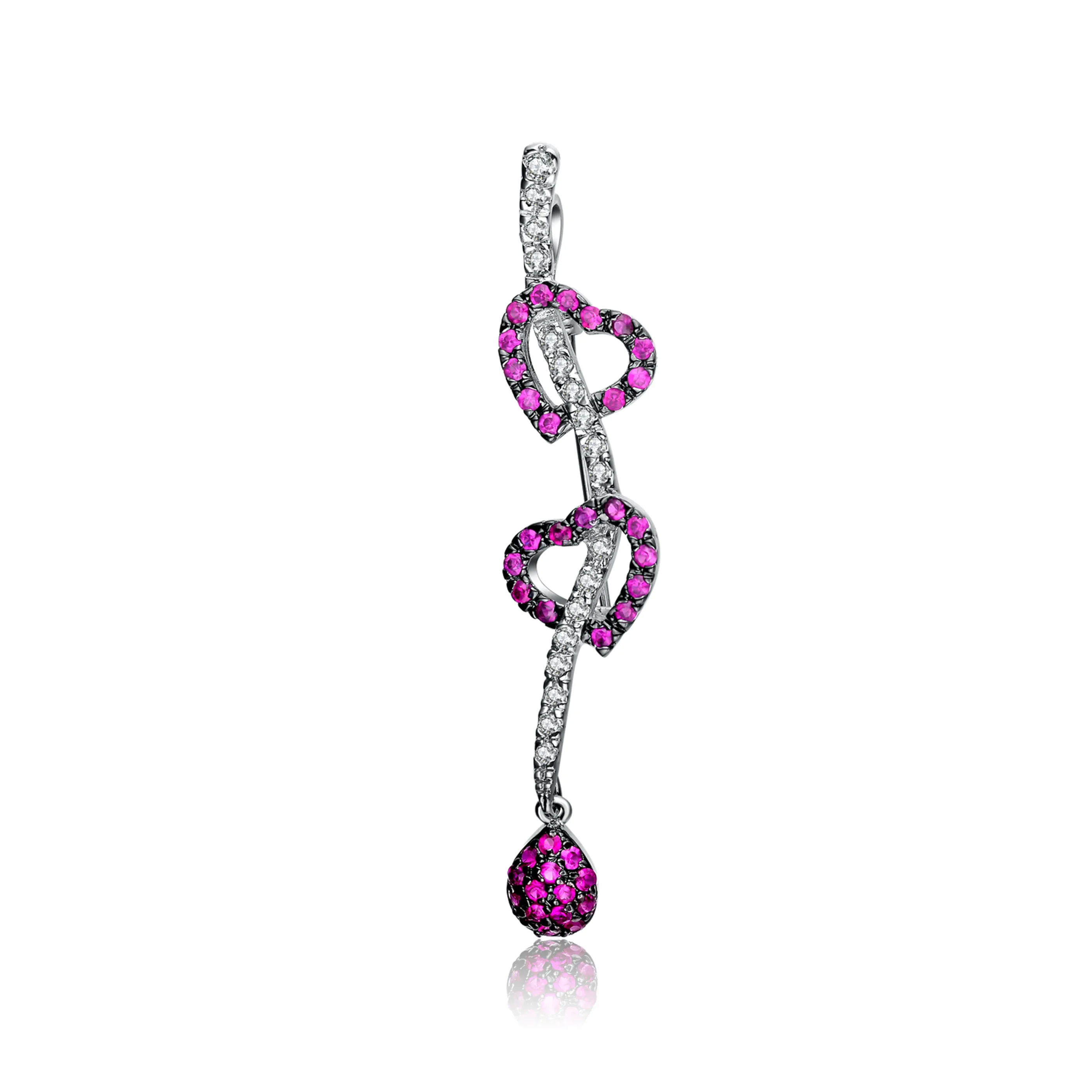 Sterling Silver and Pink Cubic Zirconia Treble Clef Pin