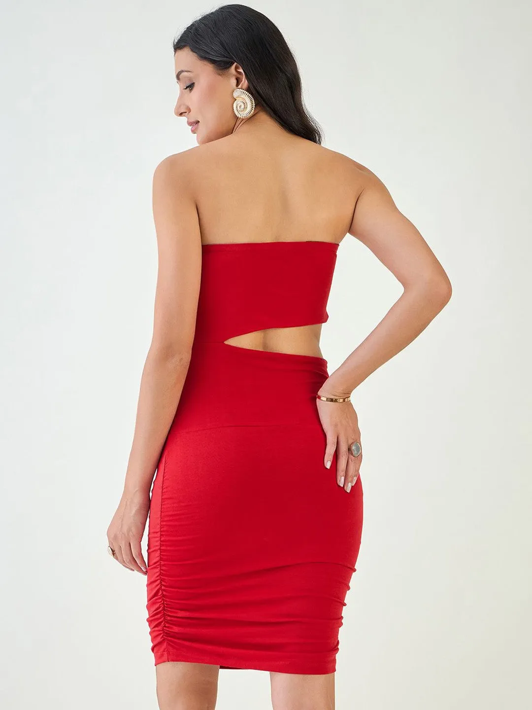 Striking Red Strapless Bodycon Dress