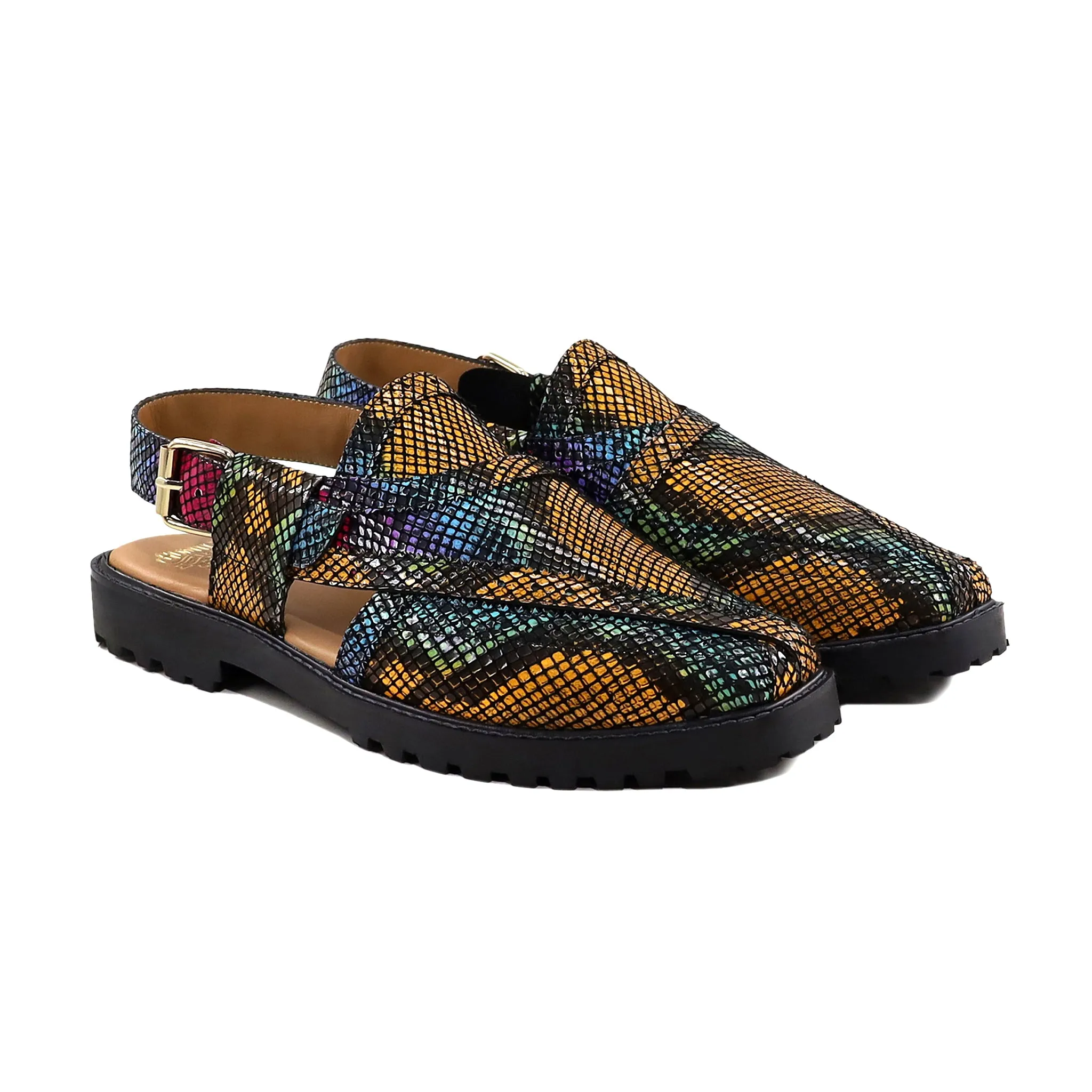 Svea - Men's Rainbow Printed Leather Sandal