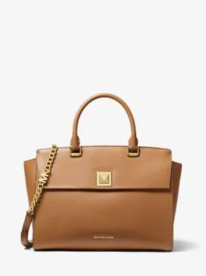 Sylvia Large Crossgrain Leather Satchel