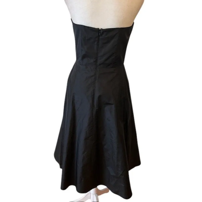 Tailor New York Black Silk Strapless Fit and Flare Cocktail Dress Women's Size 4