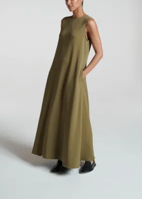 Tallin Khaki Viscose Crepe Dress