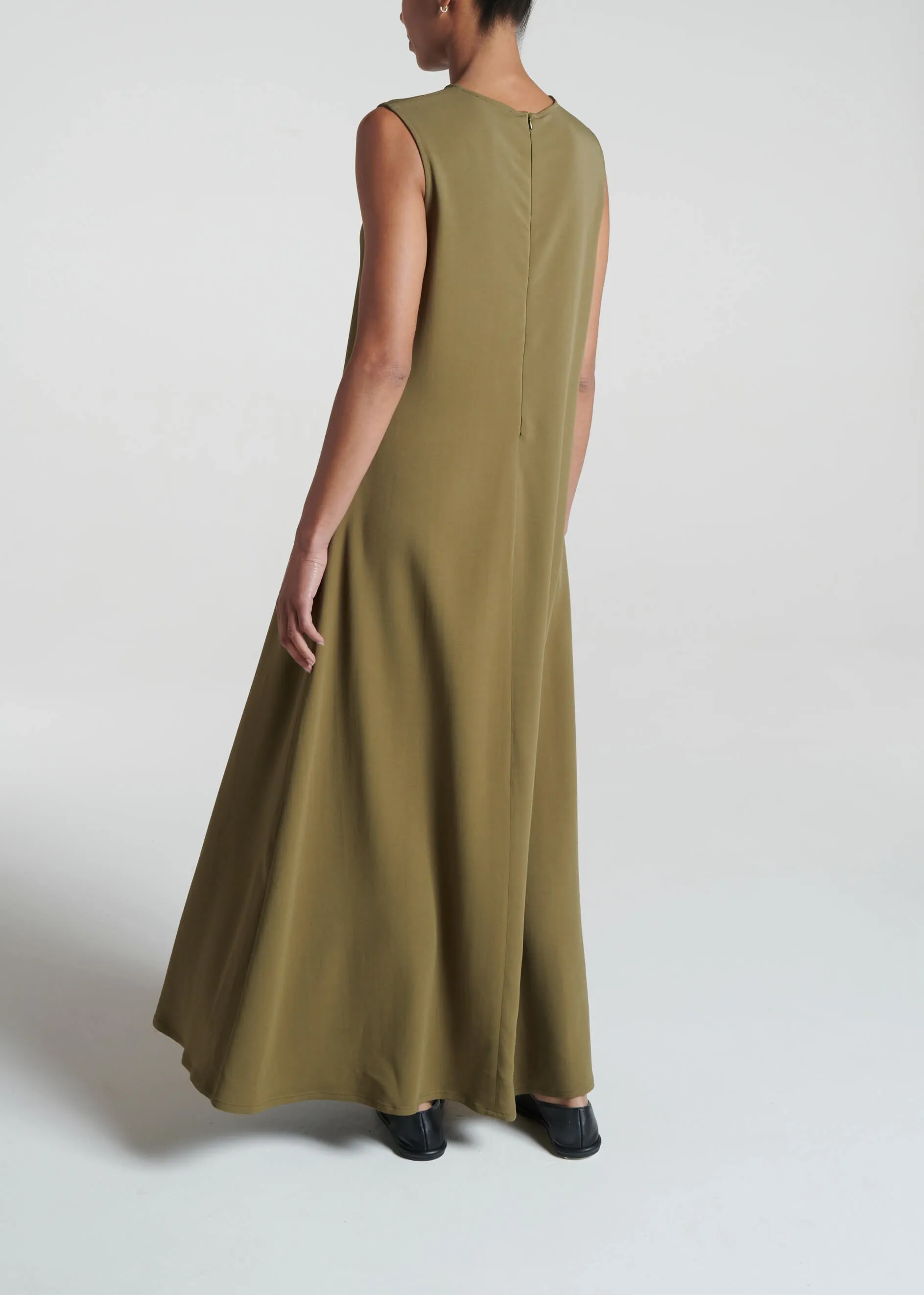 Tallin Khaki Viscose Crepe Dress