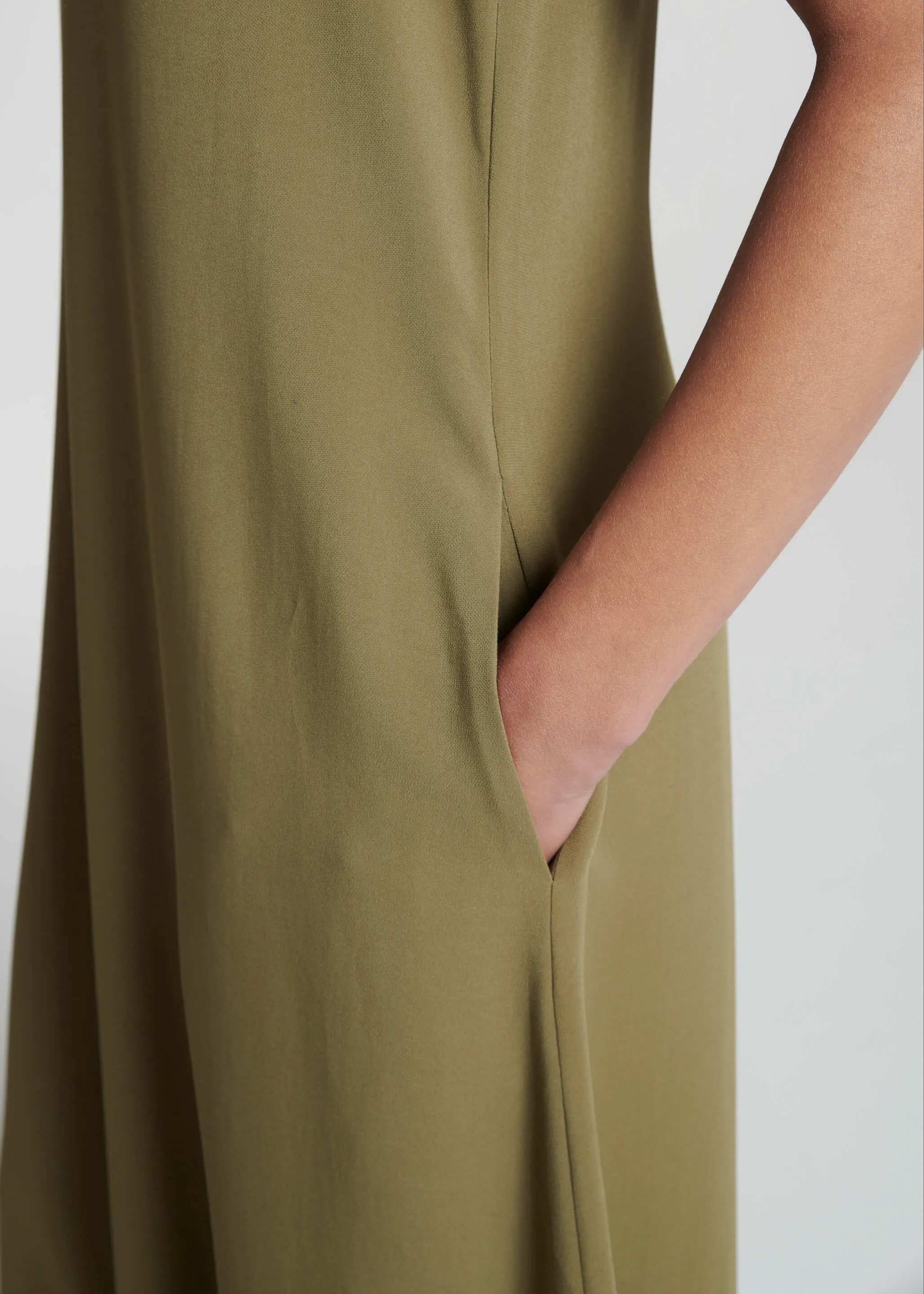 Tallin Khaki Viscose Crepe Dress