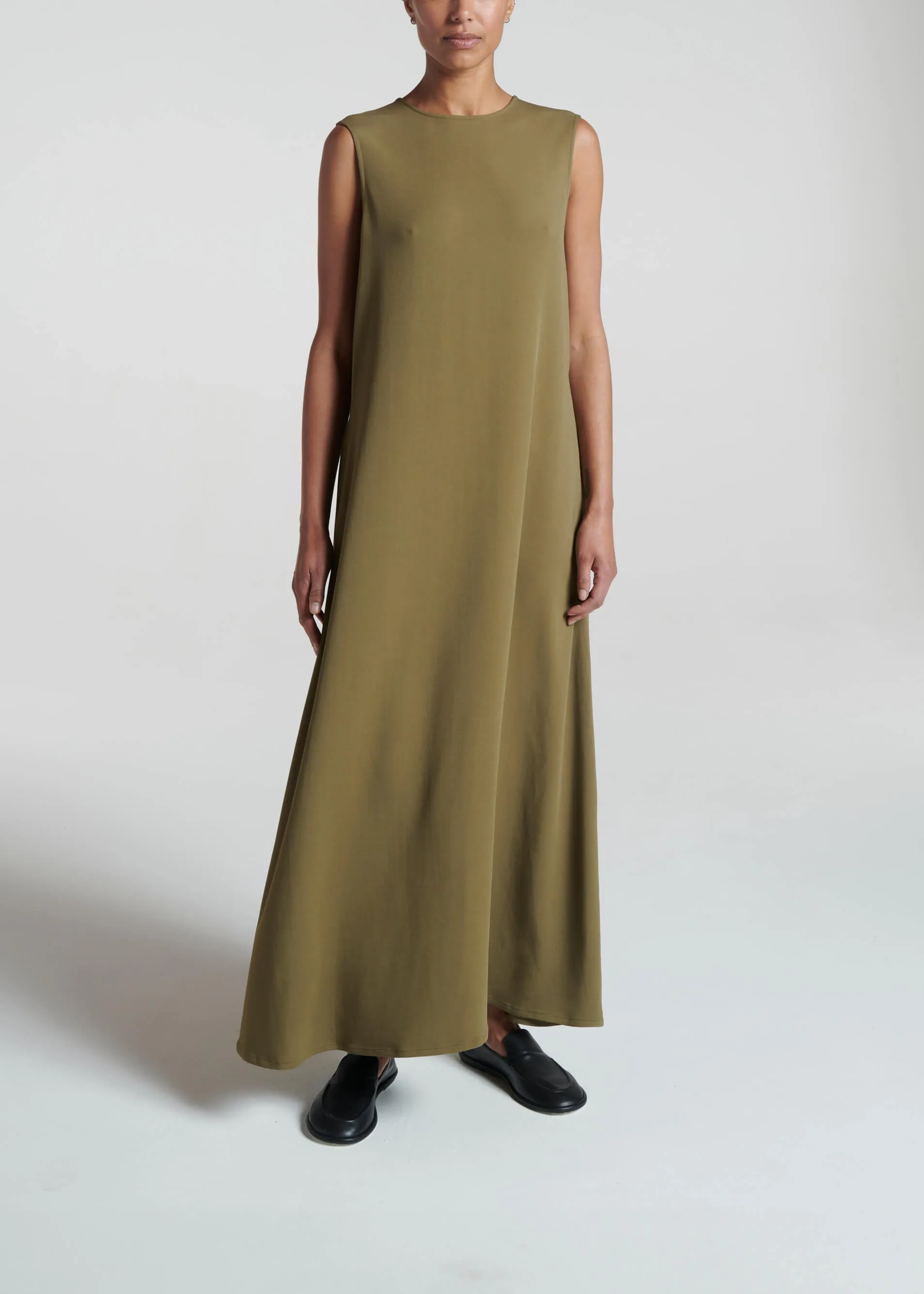 Tallin Khaki Viscose Crepe Dress