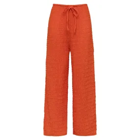 Tangerine Drawstring Wide Leg Pant