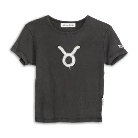 Taurus Stitch - Baby Tee - Black Snow