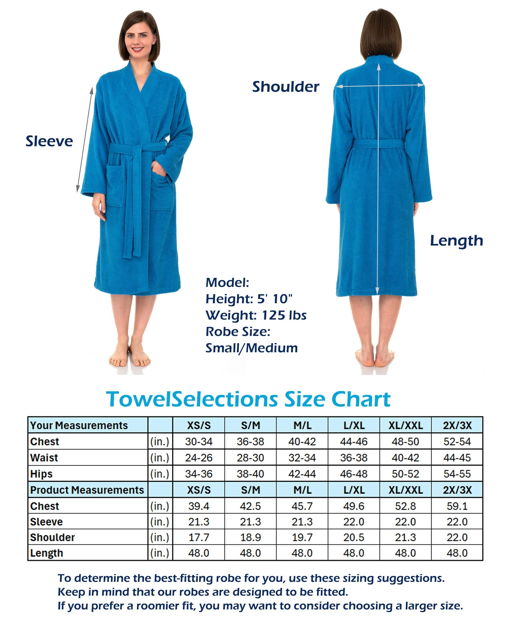 TowelSelections Womens Robe, Cotton Terry Cloth Robes for Women, Soft Kimono Bathrobe for Women XS-2X