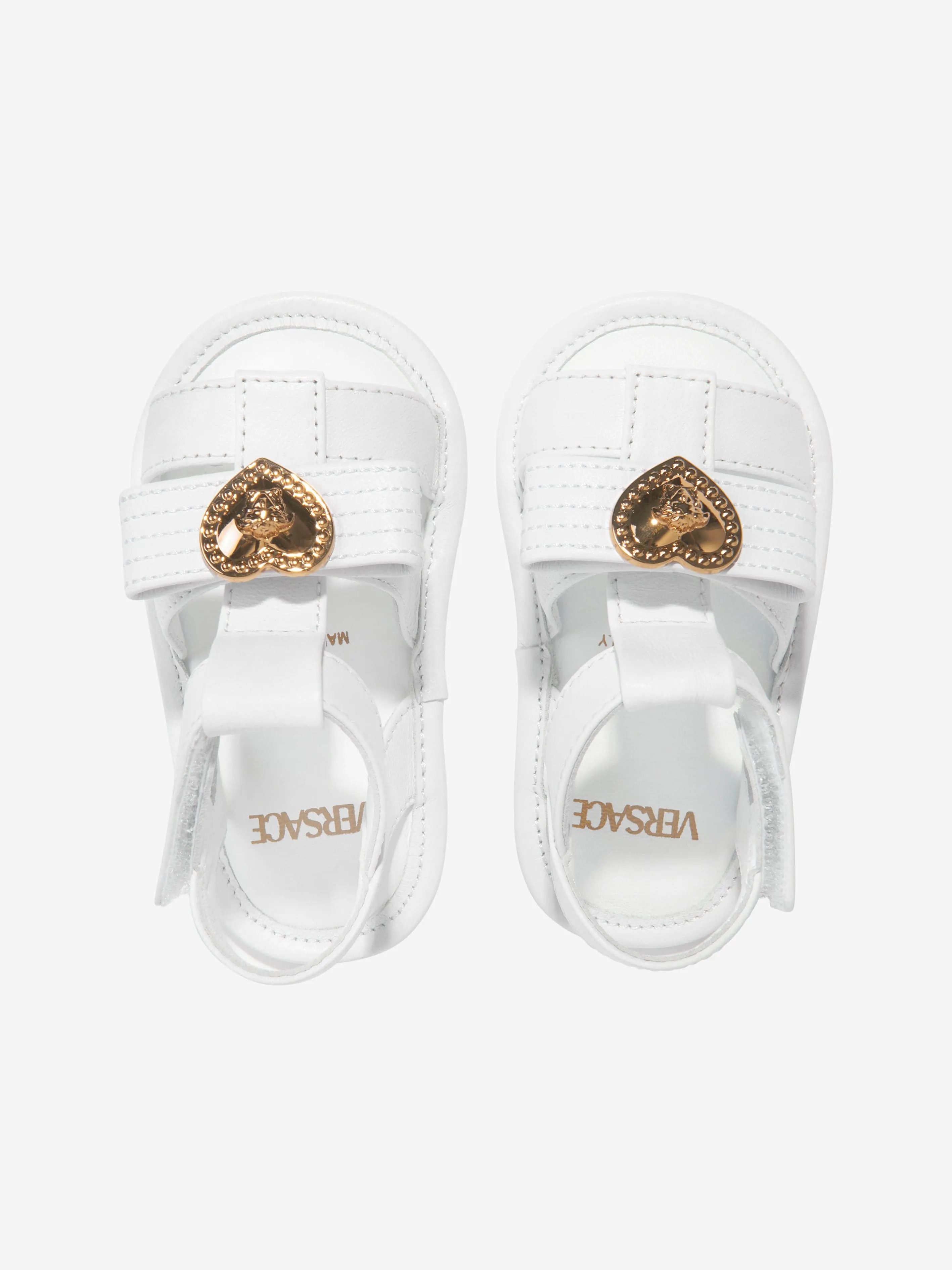 Versace Baby Girls Leather Medusa Heart Sandals in White