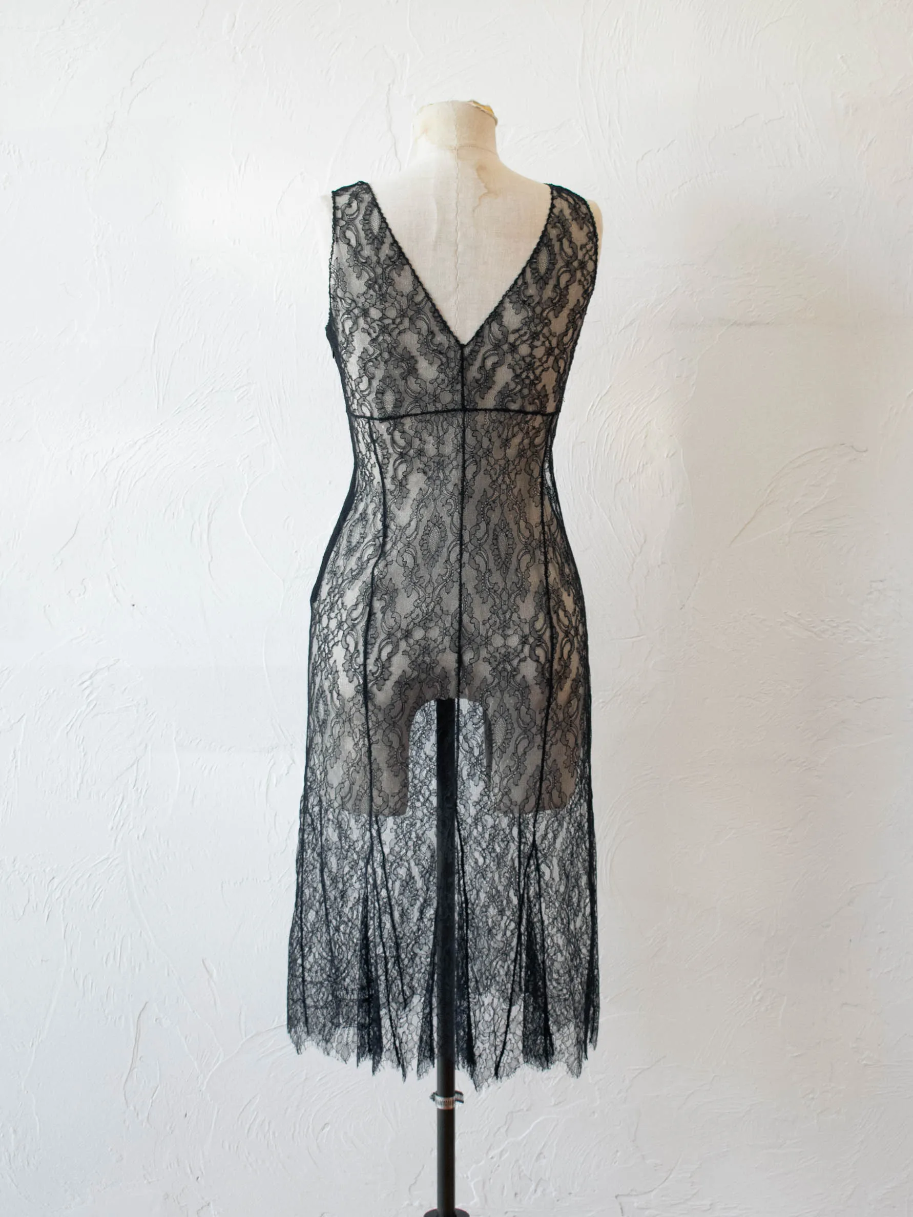 Vintage Max Mara Sleeveless Lace Little Black Dress S