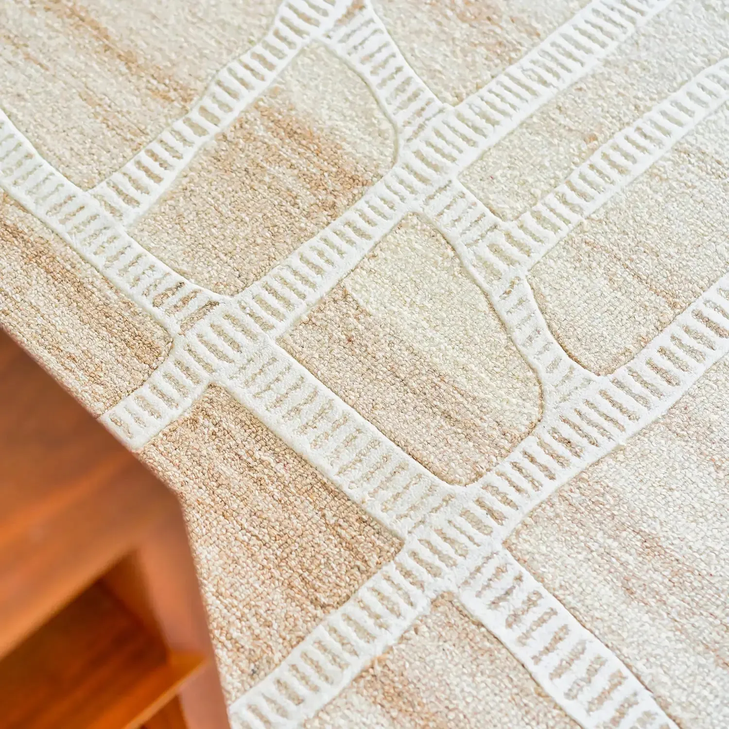 Wattle Ivory Beige Wool Rug