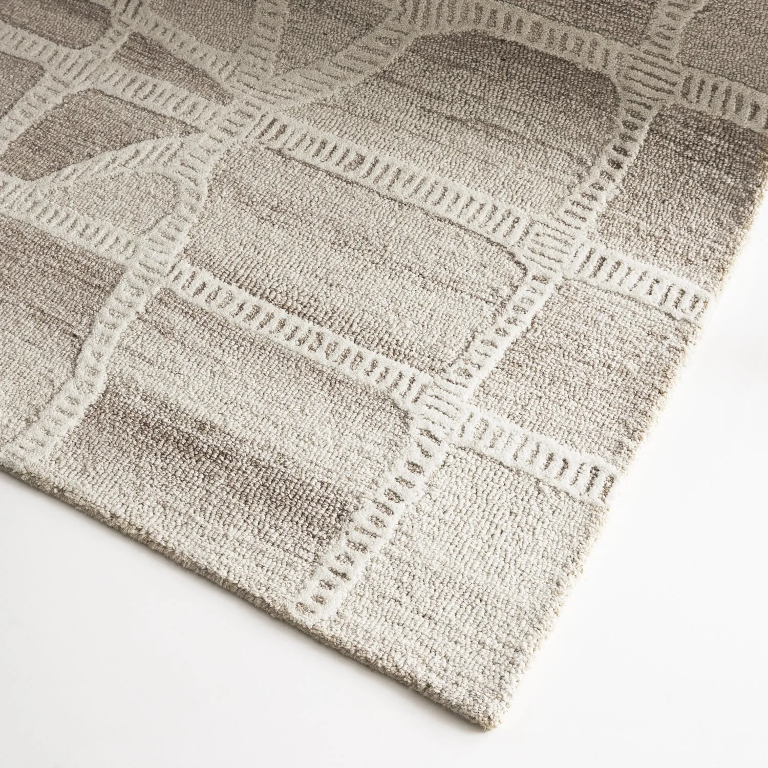 Wattle Ivory Beige Wool Rug