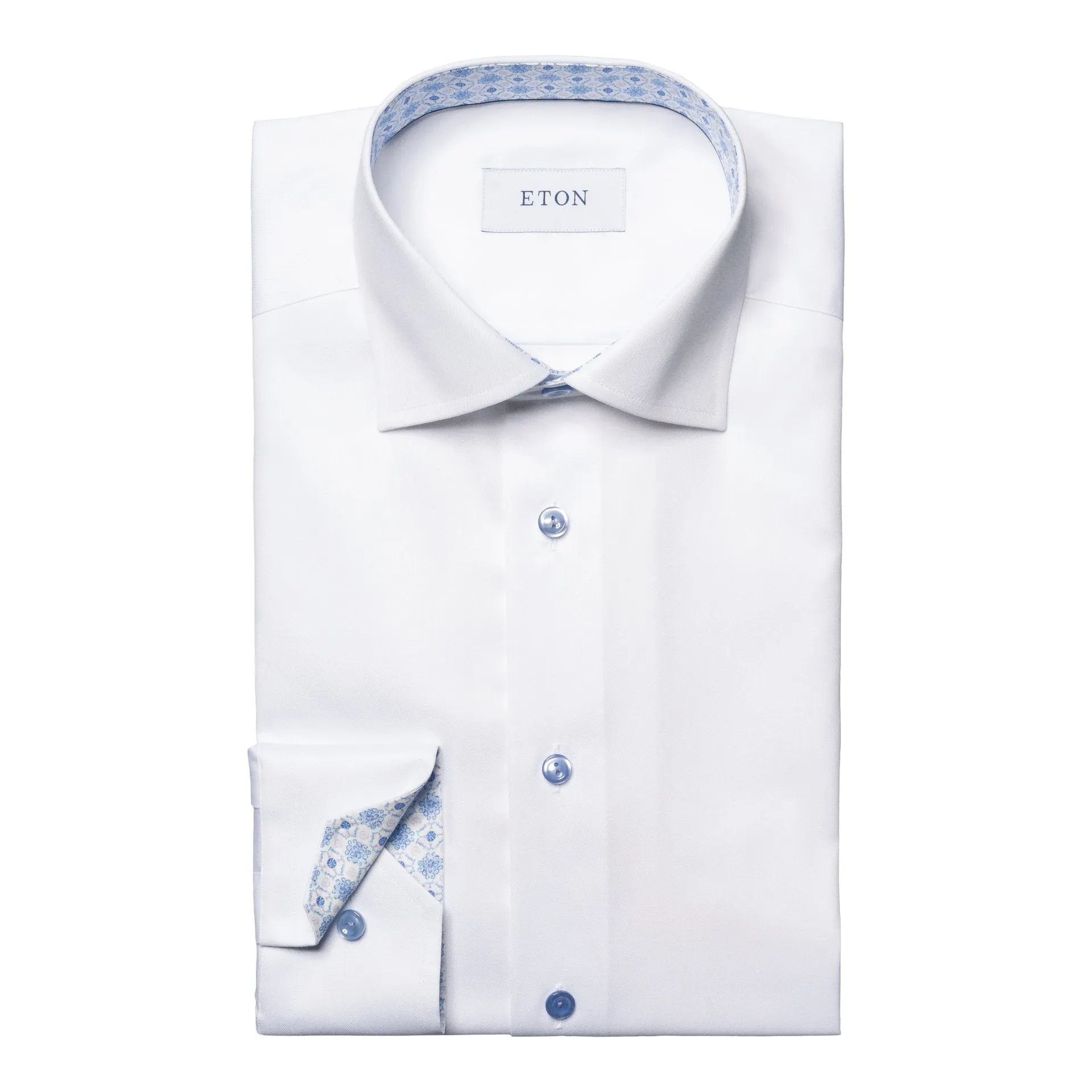 White Contrast Signature Twill Slim Fit Shirt