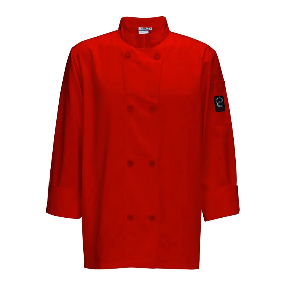 Winco UNF-6RS Tapered Chef Men's Jacket, Red, Small