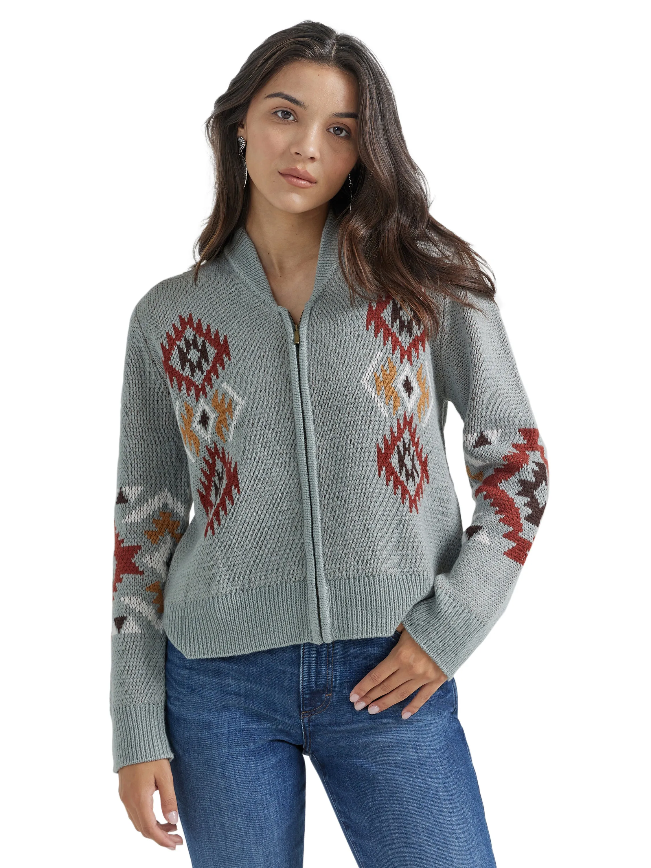 Women's Wrangler® Green Vintage Aztec Cardigan  112353123